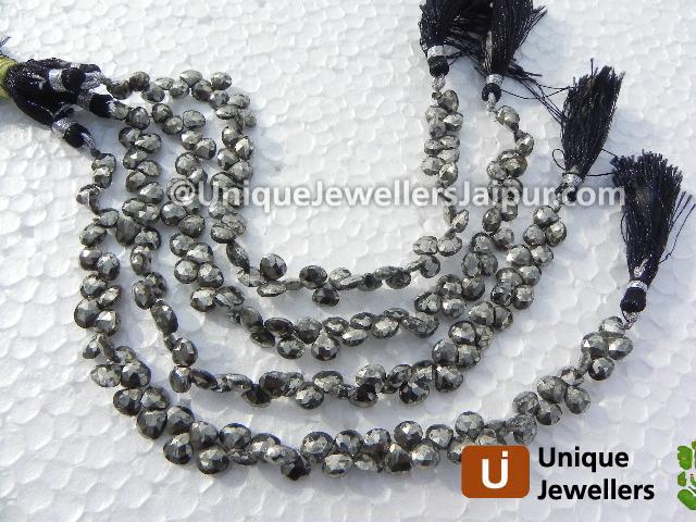 Pyrite Faceted Heart Beads